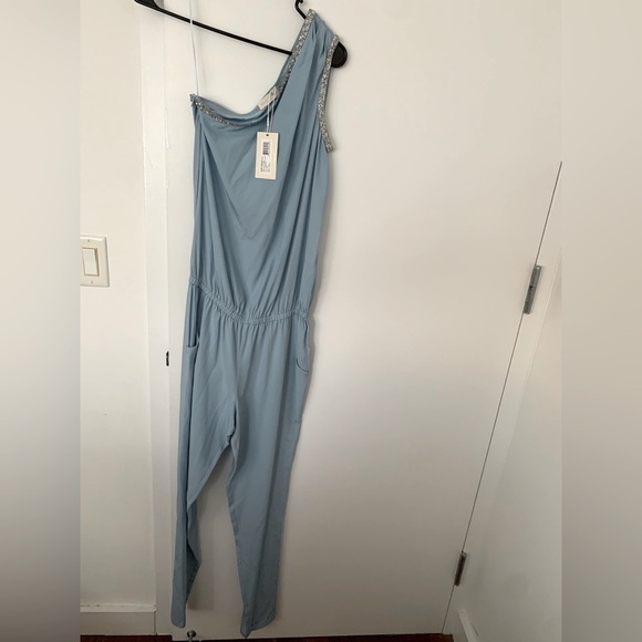 Ramy Brook lulu embellished silk blend jumpsuit in blue NWT - Picture 5 of 9